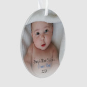 Baby Boy Foto Blue Babys eerste kerstmis Ornament (voorkant)