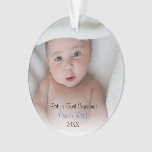 Baby Boy Foto Blue Babys eerste kerstmis Ornament (voorkant)