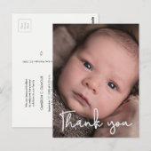Baby Boy Foto Dank je Script Birth Briefkaart (Voorkant / Achterkant)
