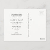 Baby Boy Foto Dank je Script Birth Briefkaart (Achterkant)