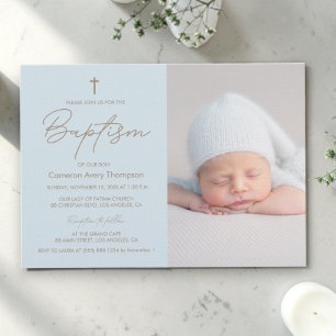 Baby Boy Foto Doop Elegant Modern Doopsel Kaart