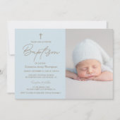 Baby Boy Foto Doop Elegant Modern Doopsel Kaart (Voorkant)