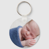 Baby Boy Foto Elegant Blue Birth Announding Sleutelhanger (Achterkant)
