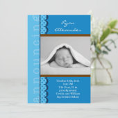 Baby Boy Foto geboorteaankondiging Aankondiging (Staand voorkant)