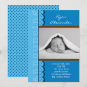 Baby Boy Foto geboorteaankondiging Aankondiging (Voorkant / Achterkant)