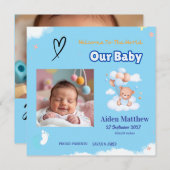 Baby Boy Foto geboorteaankondiging Kaart (Voorkant / Achterkant)