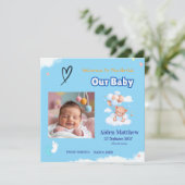 Baby Boy Foto geboorteaankondiging Kaart (Staand voorkant)