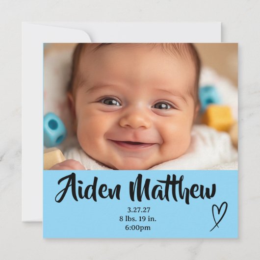 Baby Boy Foto geboorteaankondiging Kaart (Achterkant)