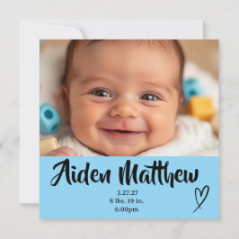 Baby Boy Foto geboorteaankondiging Kaart