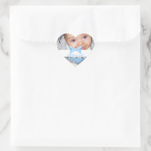 Baby boy Foto Gift van God Blue bow Hart Sticker (Tas)