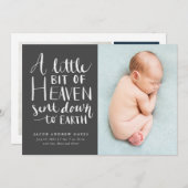 Baby Boy Foto kleine hemel naar aarde gestuurd Aankondiging (Voorkant / Achterkant)