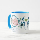 Baby Boy Foto Mok Baby Stats Cute Birds (Voorkant links)