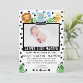 Baby Boy Foto Oerwoud Animals kondigen Kaart aan (Staand voorkant)