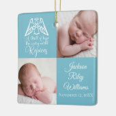 Baby Boy Foto Rejoice Angel Cute Blue Kerstmis Keramisch Ornament (Links)