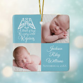 Baby Boy Foto Rejoice Angel Cute Blue Kerstmis Keramisch Ornament