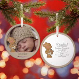 Baby Boy Foto Teddy Bear Grandparent Ornament