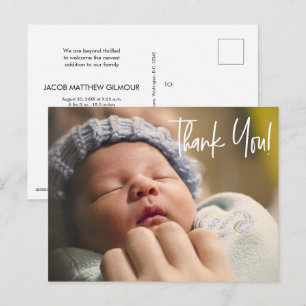 Baby Boy Foto Welkom baby shower bedankt Briefkaart