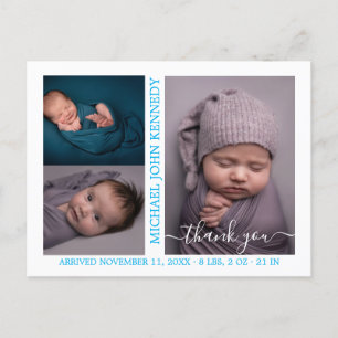 Baby Boy Fotocollage Manuscript Geboorteaankondigi Briefkaart