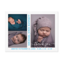 Baby Boy Fotocollage Manuscript Geboorteaankondigi