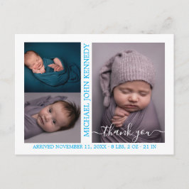 Baby Boy Fotocollage Manuscript Geboorteaankondigi Briefkaart