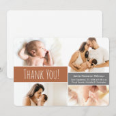 Baby boy Fotocollage Terra cotta sinaasappel Bedankkaart (Voorkant / Achterkant)