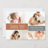 Baby boy Fotocollage Terra cotta sinaasappel Bedankkaart (Voorkant)