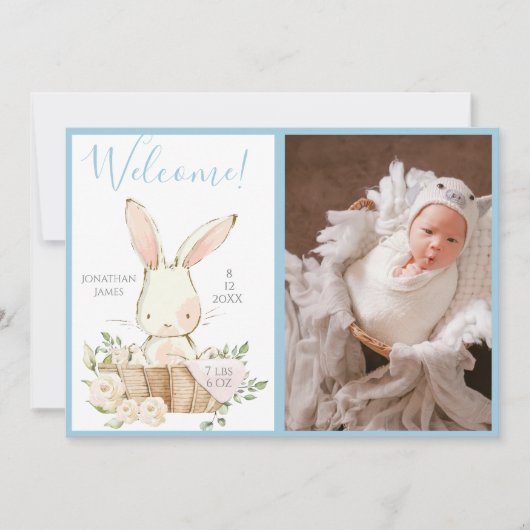 Baby Boy Fotoscript geboorteaankondiging Aankondiging (Voorkant)