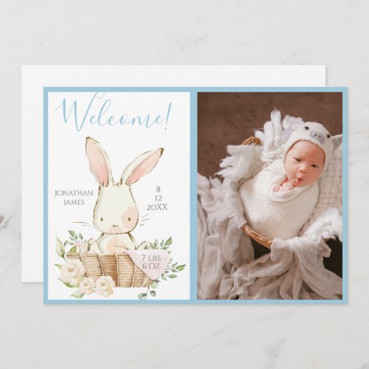 Baby Boy Fotoscript geboorteaankondiging Aankondiging (Voorkant / Achterkant)