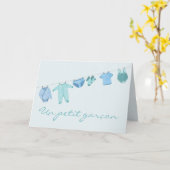 Baby Boy French Gefeliciteerd Kaart (Gele Bloem)