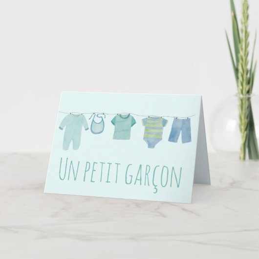 Baby Boy French Gefeliciteerd Kaart (Voorkant)