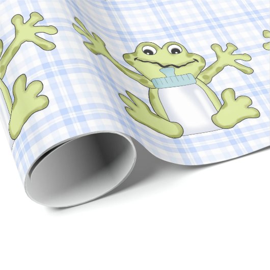 Baby Boy Frog cartoon glossy wrapsy paper Cadeaupapier (Rol Hoek)