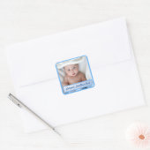 Baby Boy Geboorte Aankondiging Classic Ronde Stick Vierkante Sticker (Envelop)