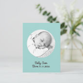 Baby Boy Geboorte Aankondiging Foto en Naam Custom Briefkaart (Staand voorkant)