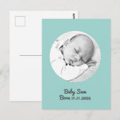 Baby Boy Geboorte Aankondiging Foto en Naam Custom Briefkaart (Voorkant / Achterkant)