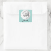 Baby Boy Geboorte Aankondiging Foto en Naam Custom Vierkante Sticker (Tas)