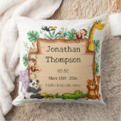 Baby boy geboorte stats Safari en oerwoud Dieren Kussen (Deken)