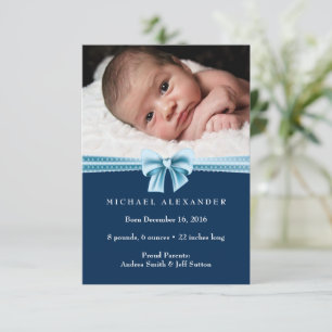 Baby boy geboorteaankondiging Foto kaart