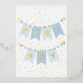 Baby Boy Gefeliciteerd Folie Kaart (Voorkant)