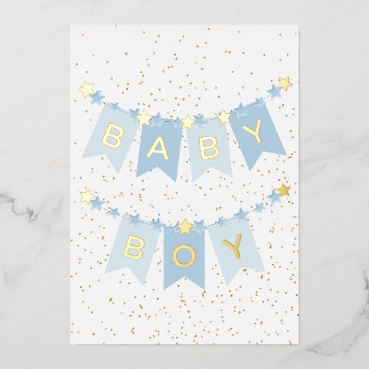 Baby Boy Gefeliciteerd Folie Kaart (Voorkant)