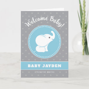 Baby Boy Gefeliciteerd Kaart met Olifant