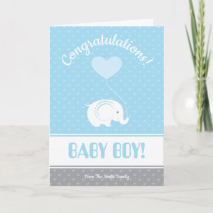 Baby Boy Gefeliciteerd Kaart met Olifant