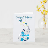 Baby Boy Gefeliciteerd met de Baby Elephant Kaart (Gele Bloem)