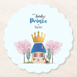 Baby Boy gekroond Blauw Goud Fairy Prince Castle Kartonnen Onderzetters