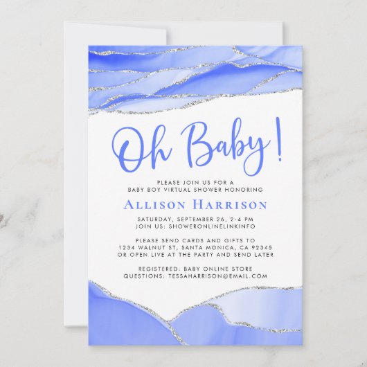 Baby Boy Geode Virtual Shower Kaart (Voorkant)