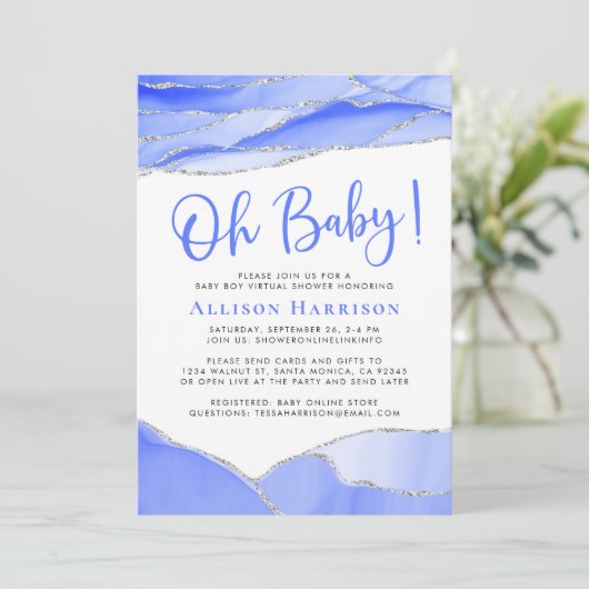 Baby Boy Geode Virtual Shower Kaart (Staand voorkant)