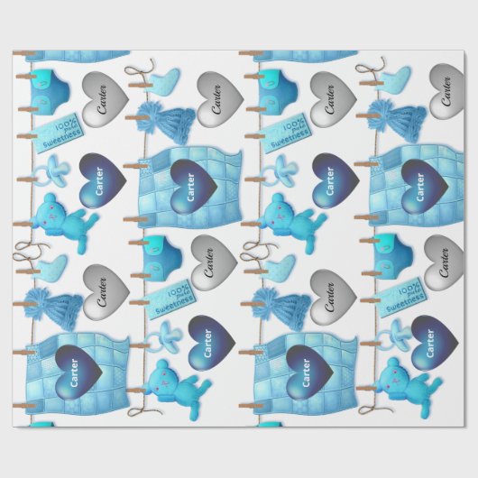 Baby Boy Gepersonaliseerd Cadeaupapier (Vlak)