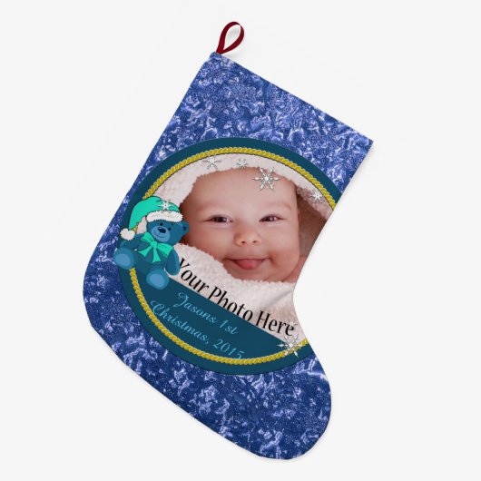 Baby Boy Gepersonaliseerd Grote Kerstsok (Voorkant (Hangend))