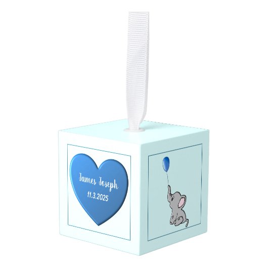 Baby Boy gepersonaliseerd hart en olifant Decoratie (Voorkant hoekig)