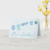 Baby Boy German Gefeliciteerd Kaart (Gele Bloem)