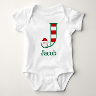 Baby Boy Gestreepte Kerstman Bodysuit Letter J